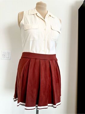 Daisy Coquette Girl Rust Pleated Tennis Skirt 2X Preppy Y2K Plus Size